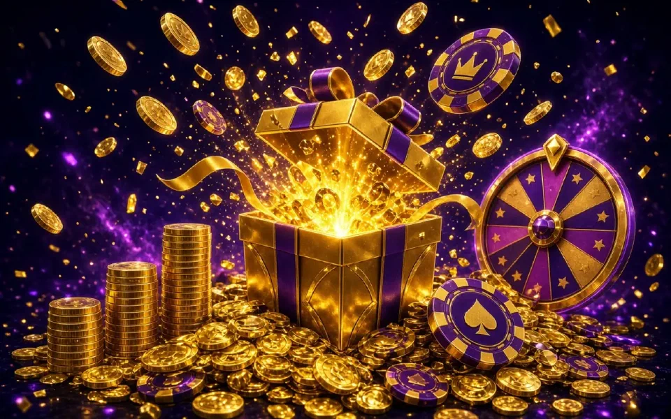 Vulkan Vegas Willkommenspaket — Geschenk, Münzen und Bonusrad